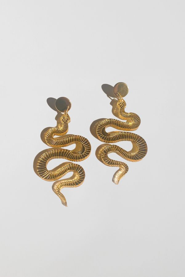 Slide View: 2: Sigfus Designs Gold Snake Earrings