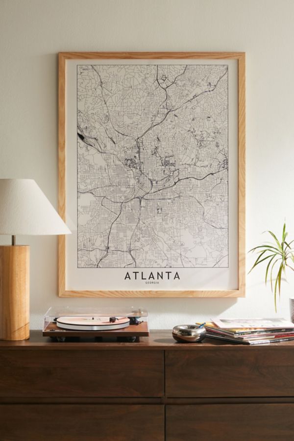 Slide View: 1: multipliCITY Atlanta White Map Art Print