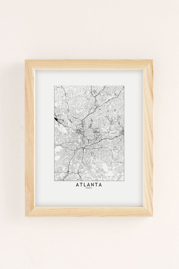 Slide View: 2: multipliCITY Atlanta White Map Art Print