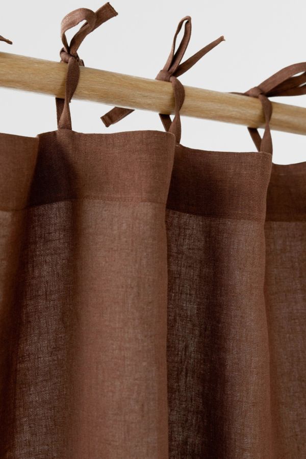 Slide View: 2: MagicLinen Tie Top Linen Curtain Panel