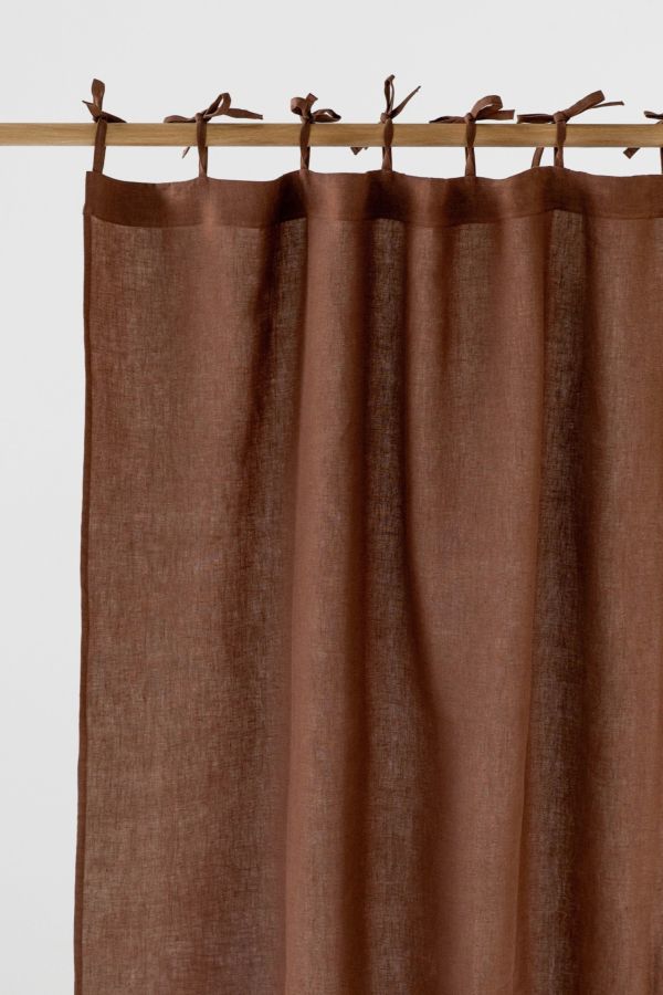 Slide View: 1: MagicLinen Tie Top Linen Curtain Panel