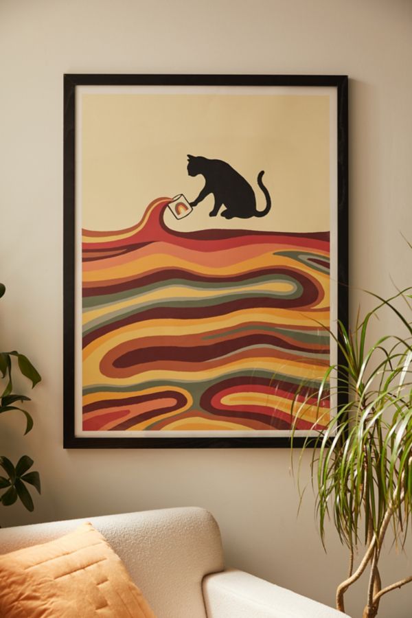 Slide View: 1: Impression artistique Rainbow Cat 1 Goutte de lait dans le café Jimmy Tan