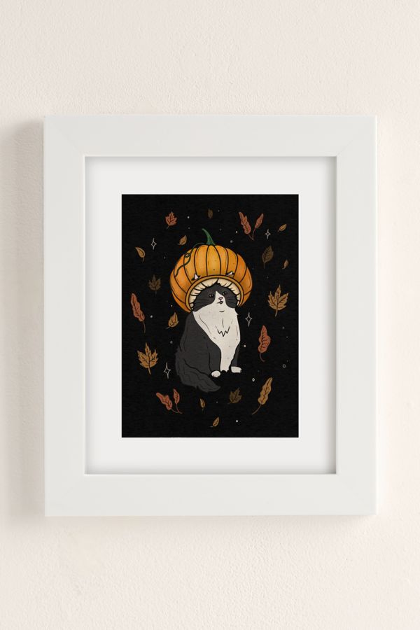 Slide View: 1: Plantspace Pumpkin Cat Art Print