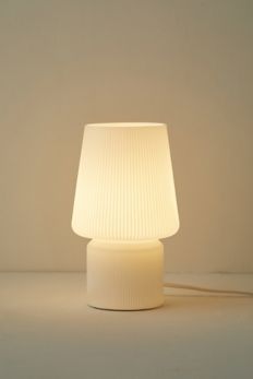 Slide View: 4: Ribbed Little Glass Table Lamp