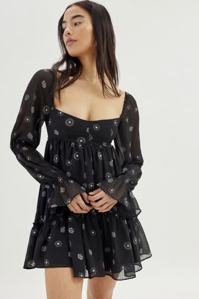 UO Lannette Long Sleeve Mini Dress