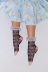 Thumbnail View 2: Sock Candy Floral Bow Ruffle Black Sheer Sock