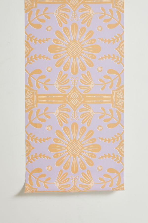 Slide View: 2: Sewzinski Boho Florals Orange Purple Removable Wallpaper