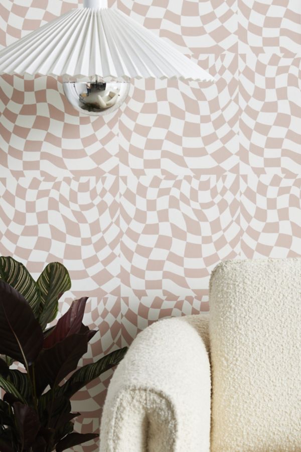 Slide View: 1: Little Dean Checkers Coral Summer Beach Removable Wallpaper