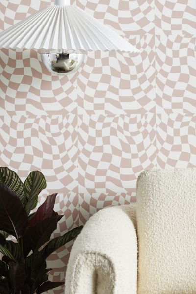 Little Dean Checkers Coral Summer Beach Removable Wallpaper