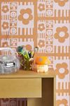 Thumbnail View 1: Sewzinski Flowers And Smiles Pink Orange Removable Wallpaper