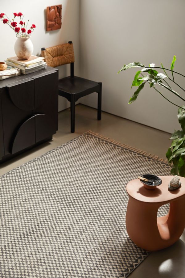 Slide View: 1: Brushed Checkerboard Rug