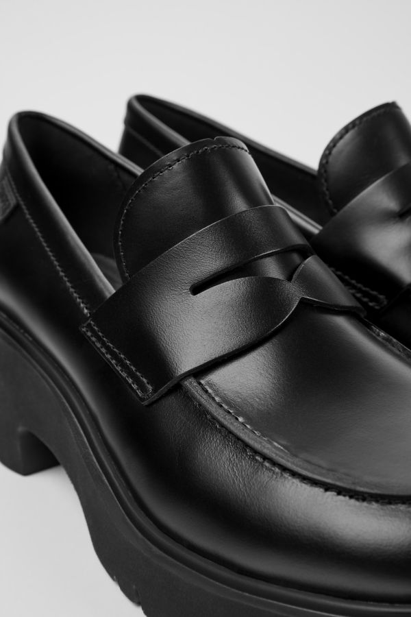 Slide View: 1: Camper Milah Leather Heeled Loafer Shoes