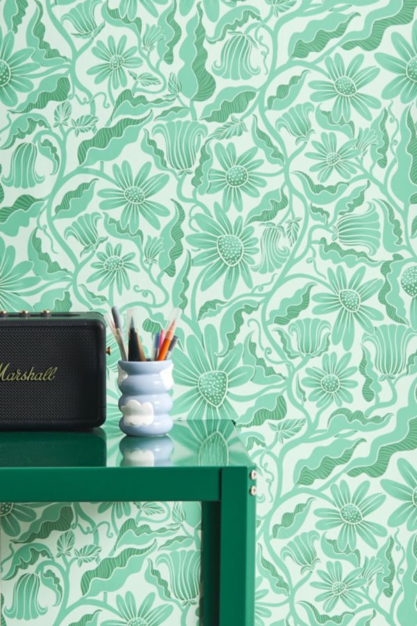 Slide View: 1: Sewzinski Monochrome Florals Removable Wallpaper