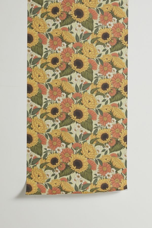 Slide View: 3: Avenie Sunflower Meadow Calm Green Removable Wallpaper