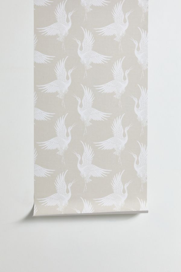 Slide View: 1: Iveta Abolina White Cranes Removable Wallpaper