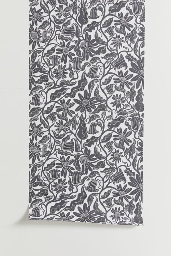 Slide View: 3: Sewzinski Climbing Flowers Black White Removable Wallpaper