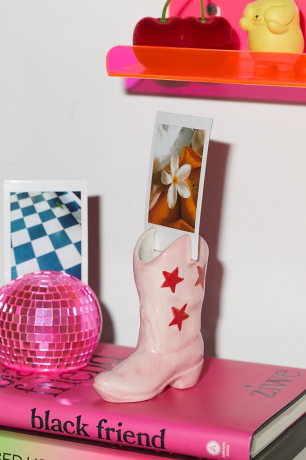 Slide View: 1: Cowboy Boot Photo Stand