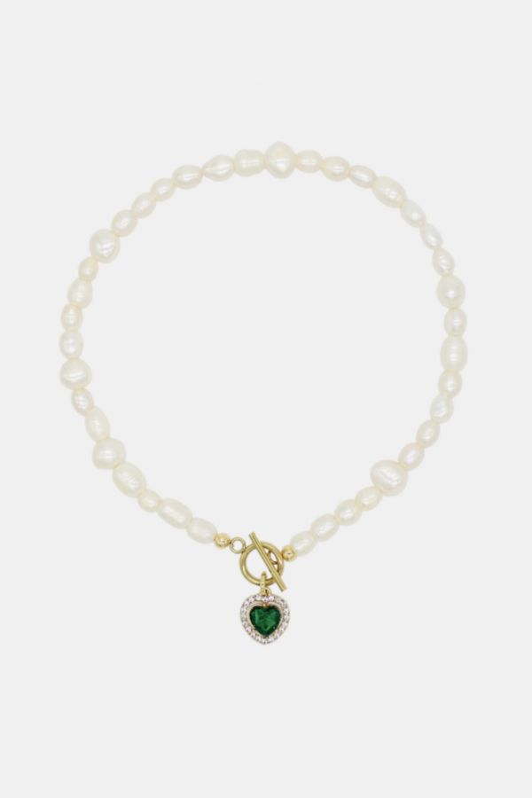 Slide View: 2: Velvet Luna Milena Freshwater Pearl Heart Necklace