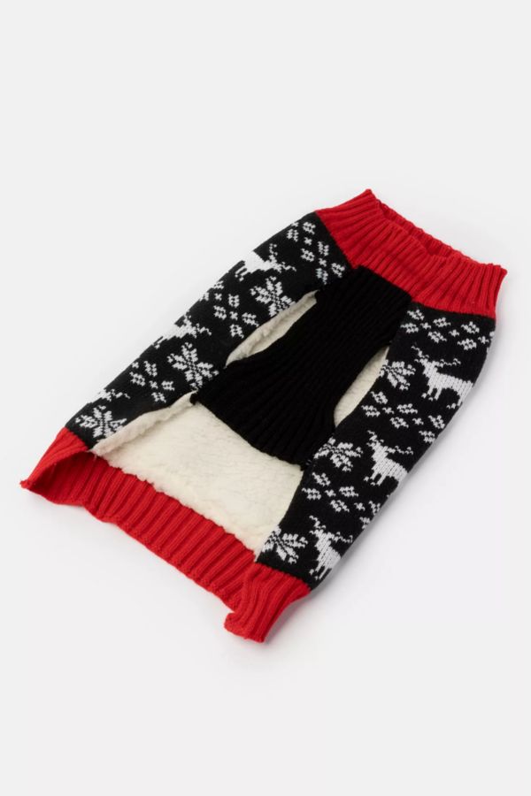 Slide View: 4: Silver Paw Holiday Reindeer Dog Sweater