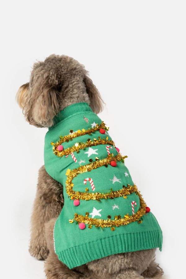 Slide View: 2: Silver Paw Holiday Dog Sweater