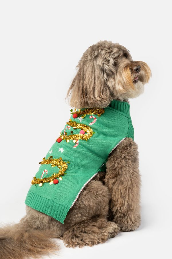 Slide View: 1: Silver Paw Holiday Dog Sweater