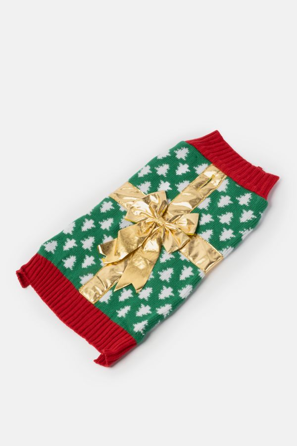 Slide View: 2: Silver Paw Holiday Gift Dog Sweater