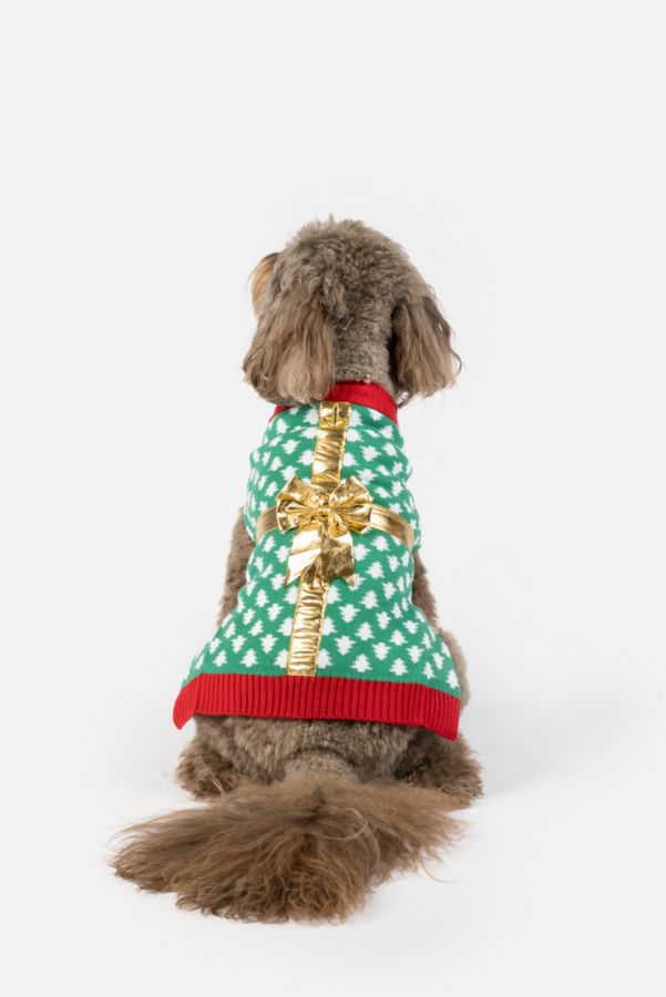 Slide View: 1: Silver Paw Holiday Gift Dog Sweater