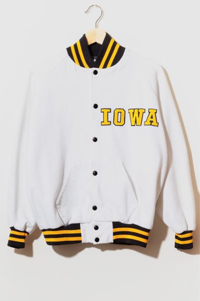 Vintage 1980s University of Iowa Button Up Letterman Jacket