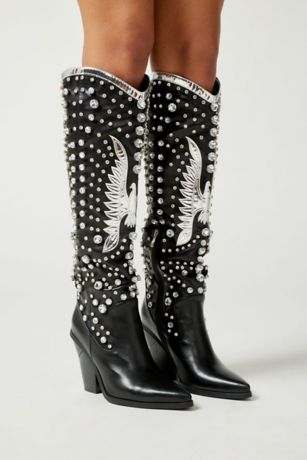 Slide View: 1: Azalea Wang Upbeat Rhinestone Cowboy Boot