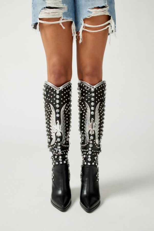 Slide View: 2: Azalea Wang Upbeat Rhinestone Cowboy Boot