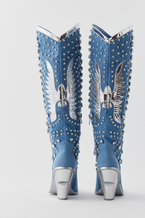 Slide View: 3: Azalea Wang Metallic Upbeat Rhinestone Cowboy Boot