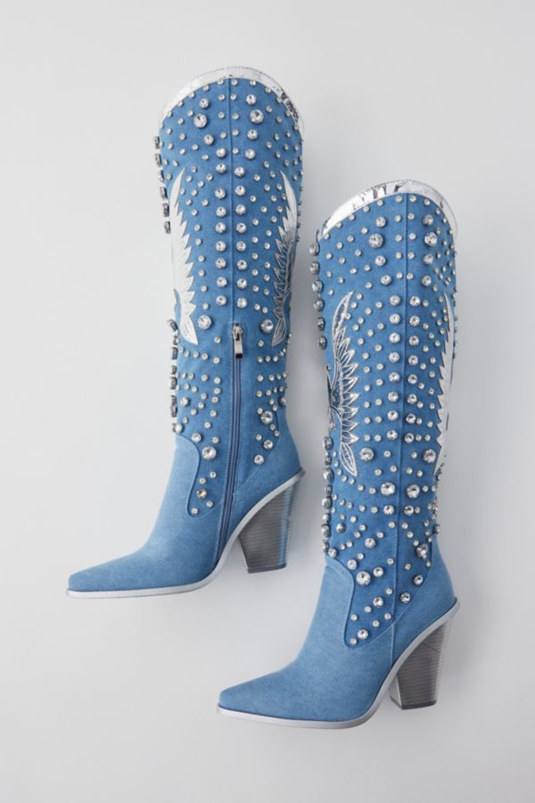 Slide View: 4: Azalea Wang Metallic Upbeat Rhinestone Cowboy Boot