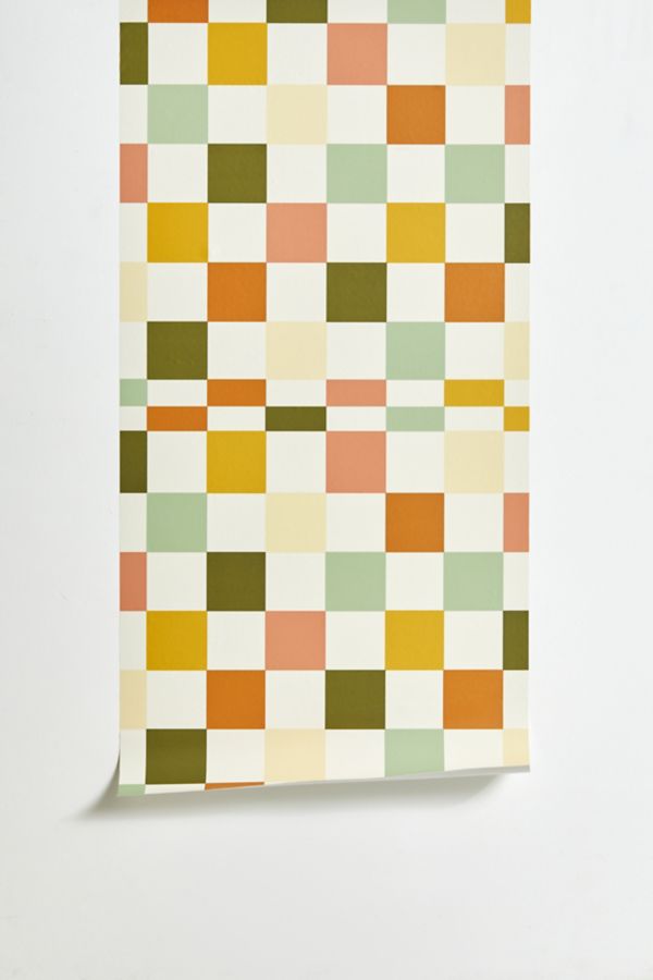 Slide View: 2: Lane And Lucia Vintage Checkerboard Pattern Removable Wallpaper