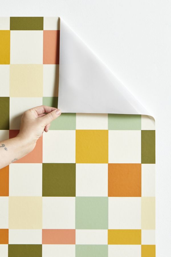 Slide View: 3: Lane And Lucia Vintage Checkerboard Pattern Removable Wallpaper