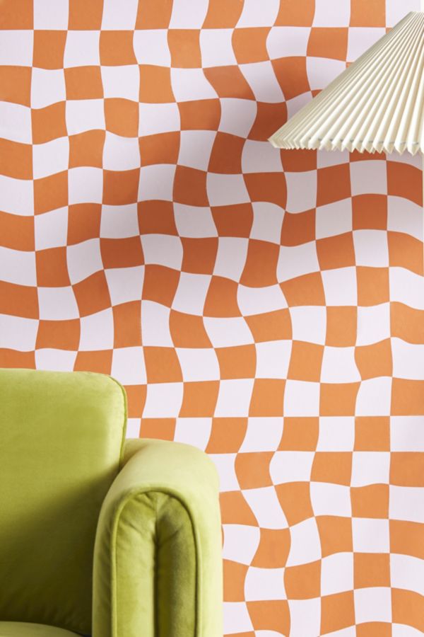 Slide View: 1: Avenie Warped Checkerboard Removable Wallpaper