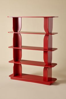 Slide View: 3: Silas Retro-Modern 5-Tier Bookshelf