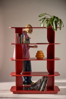 Slide View: 1: Silas Retro-Modern 5-Tier Bookshelf