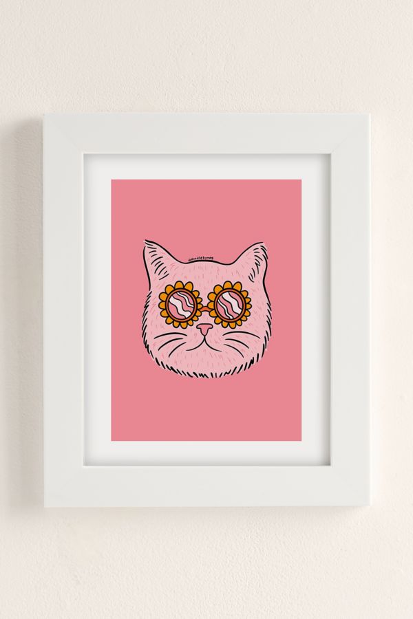 Slide View: 2: Doodle By Meg Groovy Cat Art Print