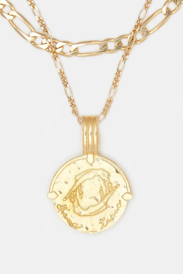 Slide View: 1: Deux Lions Jewelry Gold Sicilian Zodiac Layered Necklace