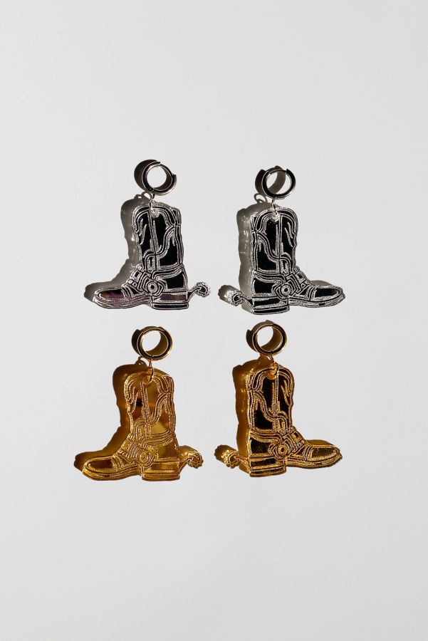 Slide View: 3: Sigfus Designs Mirrored Cowboy Boot Earrings