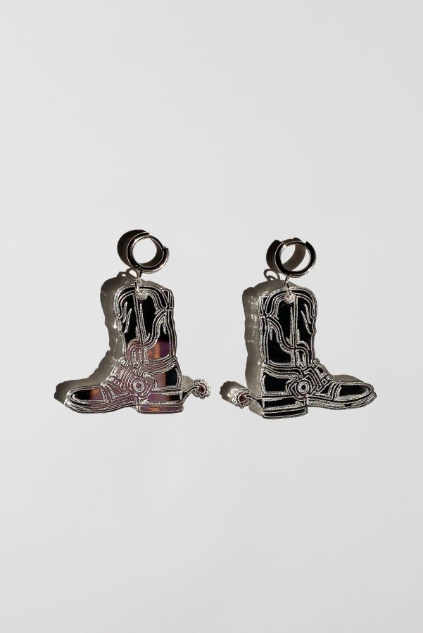 Slide View: 1: Sigfus Designs Mirrored Cowboy Boot Earrings