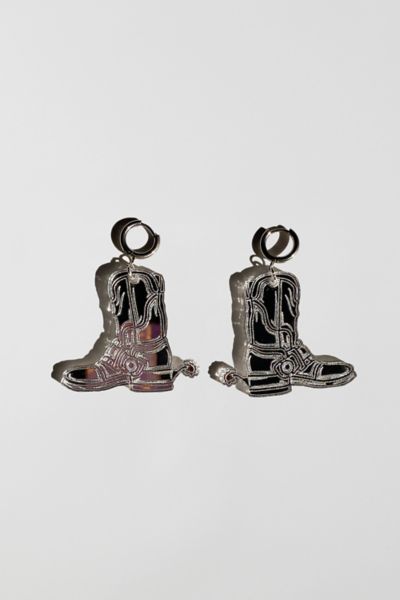 Sigfus Designs Mirrored Cowboy Boot Earrings