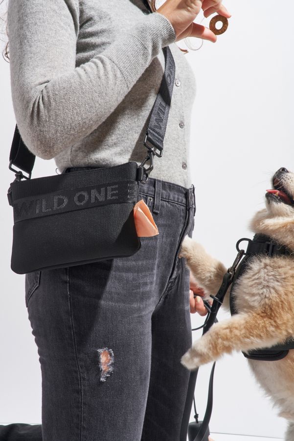 Slide View: 1: Wild One Recycled Knit Crossbody Dog Treat Pouch