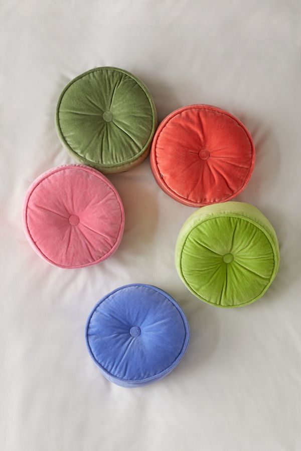 Slide View: 4: Coussin Décoratif Rond en Velours