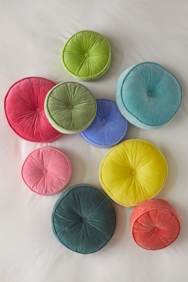 Slide View: 5: Coussin Décoratif Rond en Velours