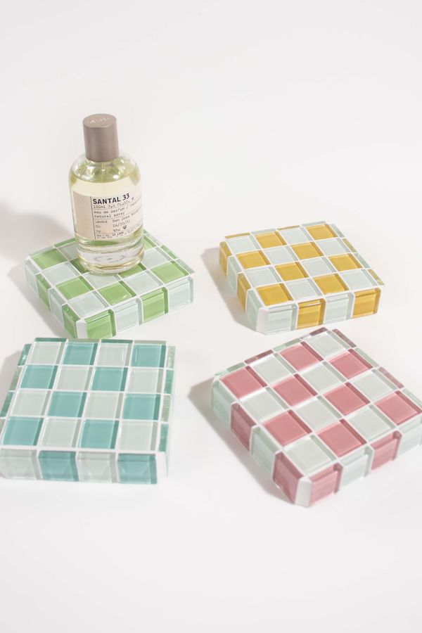 Slide View: 3: Subtle Art Studios Glass Tile Checkered Cube