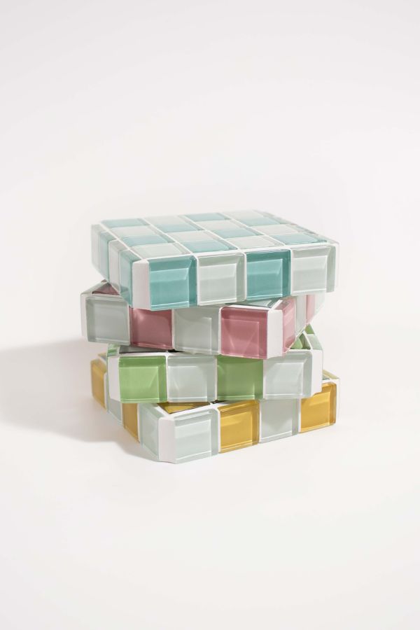 Slide View: 4: Subtle Art Studios Glass Tile Checkered Cube