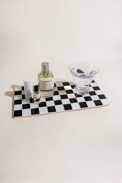 Subtle Art Studios Classic Checkered Glass Tile Tray