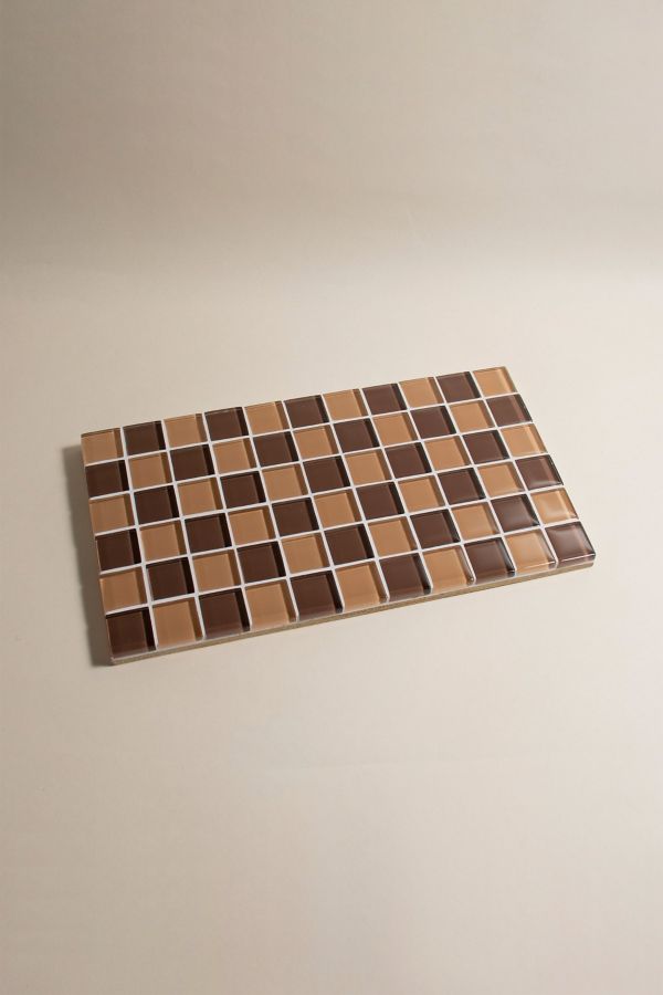 Slide View: 3: Subtle Art Studios Checkered Glass Tile Tray