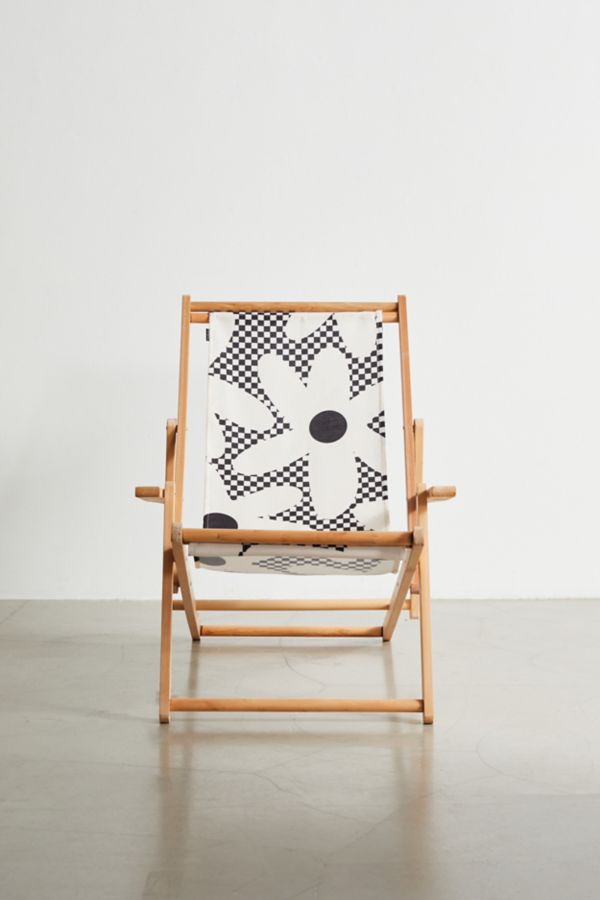 Slide View: 2: Kierkegaard Design Studio Deny Daisy Time Retro Floral Checks Outdoor Folding Chair